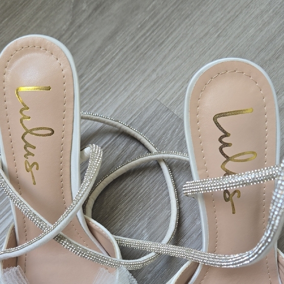 Lulu's Elegant White Heels with Tulle Bow - Picture 2 of 8